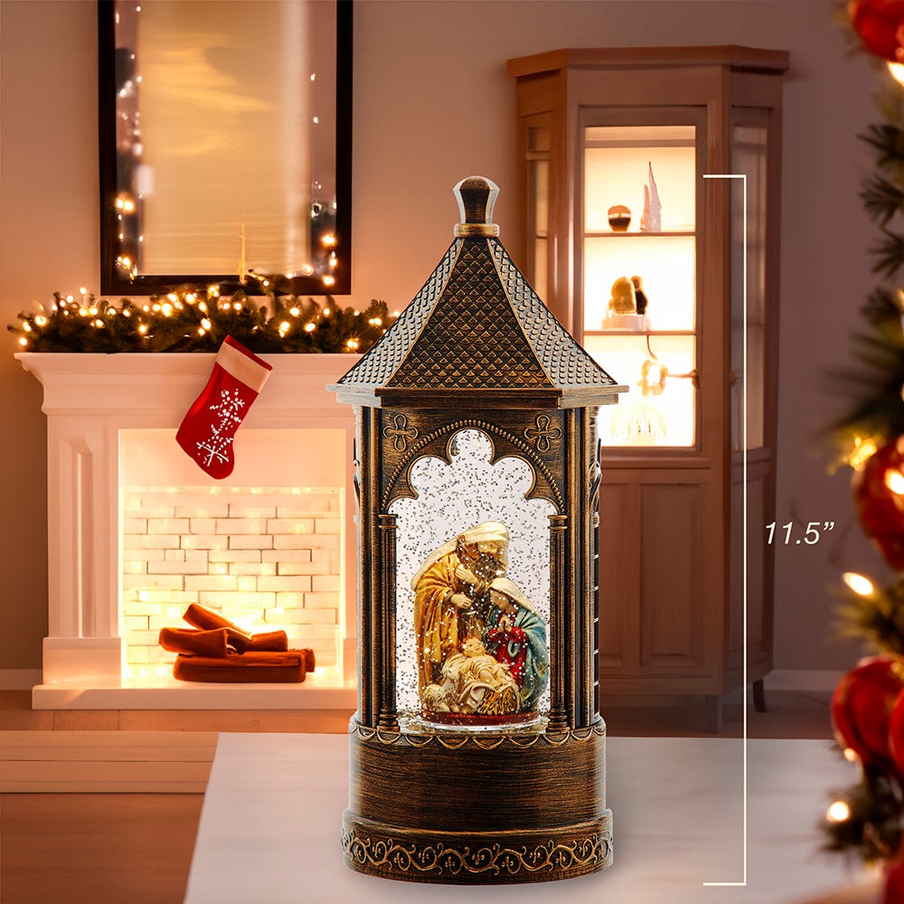 Kurt Adler 11.5-Inch Battery Operated Lighted Nativity Water Lantern